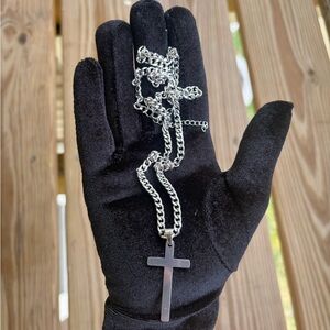 Men's Silver Cross Pendant Necklace - Classic Stainless Steel